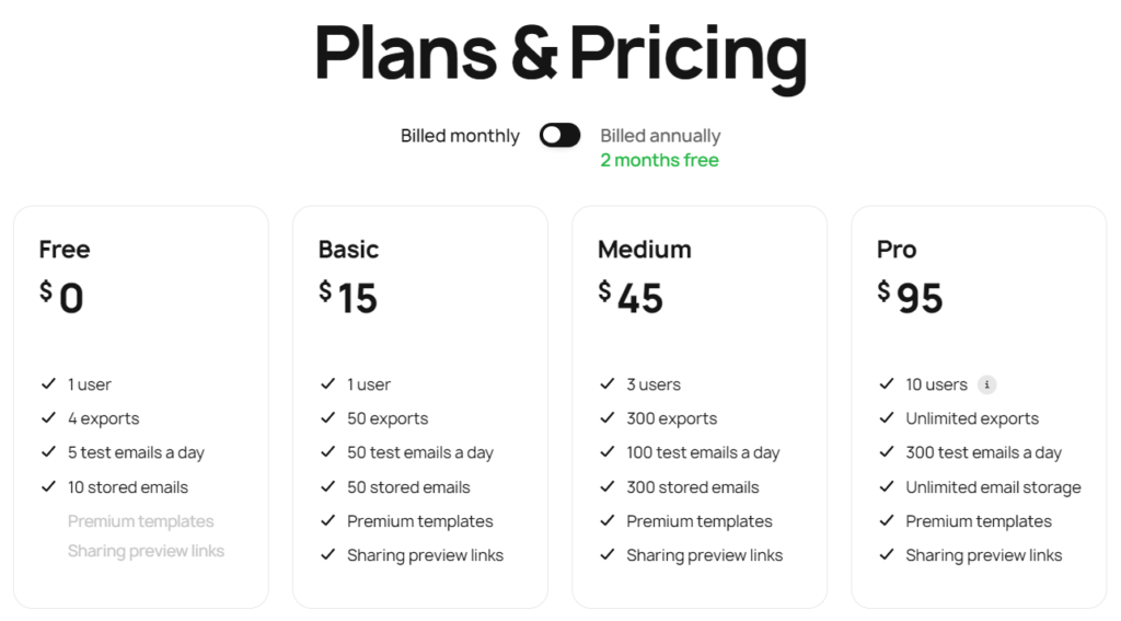 Stripo vs Mailchimp: Stripo Pricing