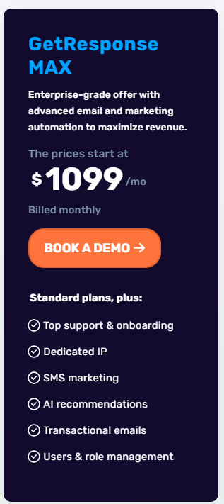 GetResponse Review: Max Pricing Plan