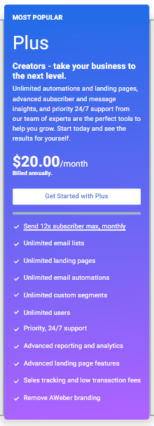 AWeber Review: Plus Plan