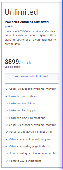 AWeber Review: Unlimited Plan