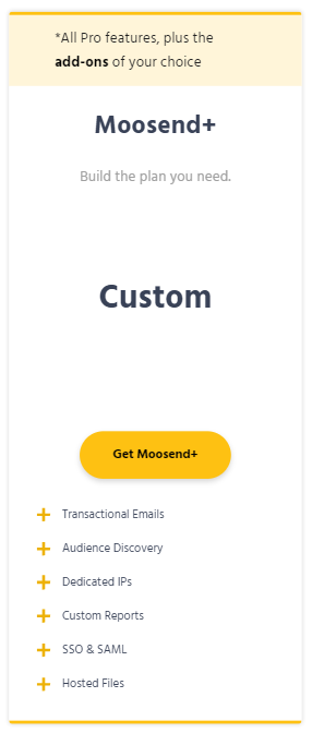 Moosend review: Moosend+ Plan